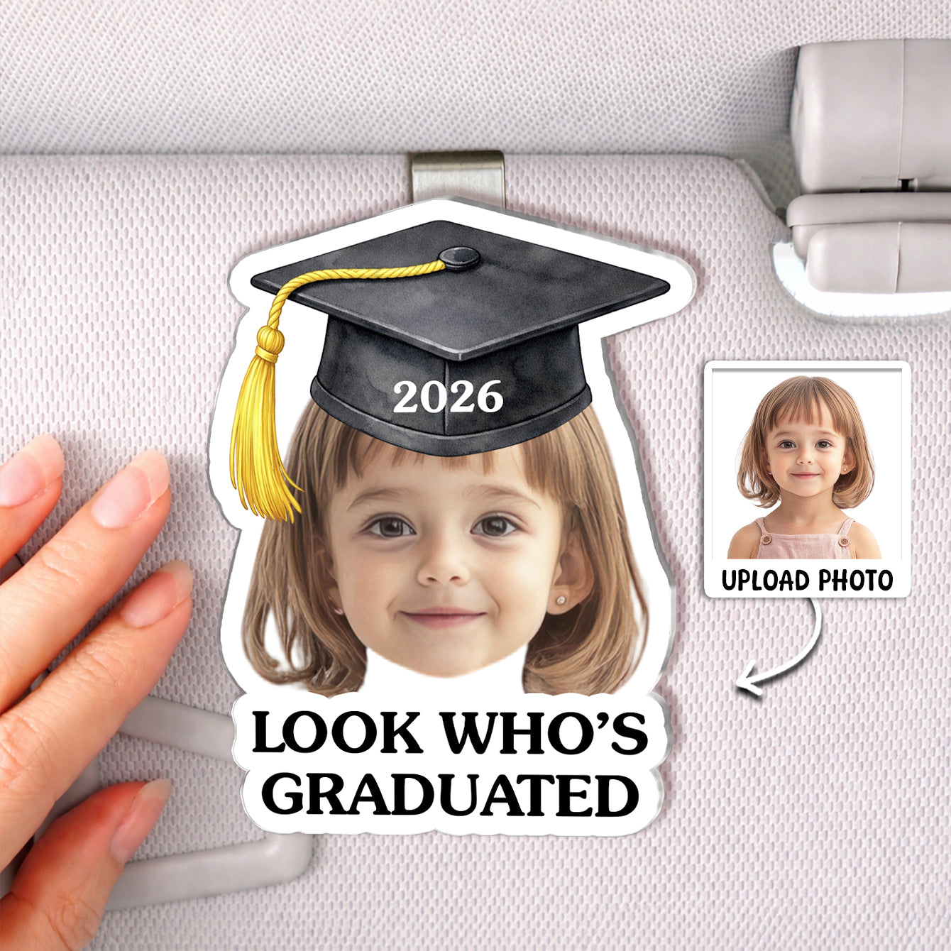Custom Photo Look Who Graduated - Personalized Car Visor Clip - Special Gift For Family Members, Best Friends, Siblings