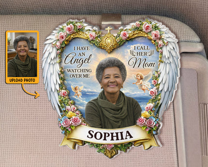 Custom Photo I Have An Angel Watching Over Me - Personalized Car Visor Clip - Meaningful Gift For Mom, Grandma