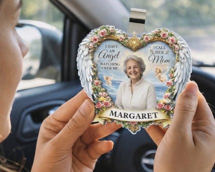 Custom Photo I Have An Angel Watching Over Me - Personalized Car Visor Clip - Meaningful Gift For Mom, Grandma