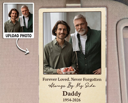 Custom Photo Always By My Side - Personalized Car Visor Clip - Special Gift For Family Members, Dad, Mom