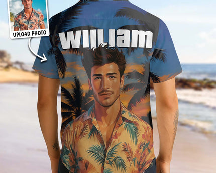 Custom Photo Sunset Tropical  - Personalized Customized Hawaiian shirt