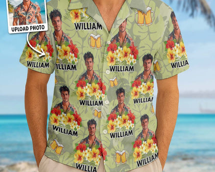 Custom Photo Drinkin' & Cheerin' - Personalized Customized Hawaiian Shirt