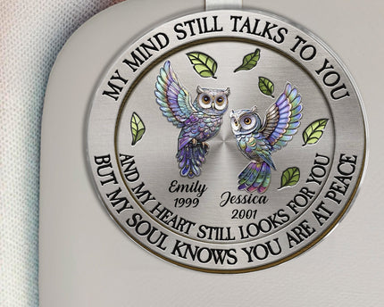 Memorial My Mind Still Talk To You - Personalized Car Visor Clip - Meaningful Gift For Family Members, Mom, Dad