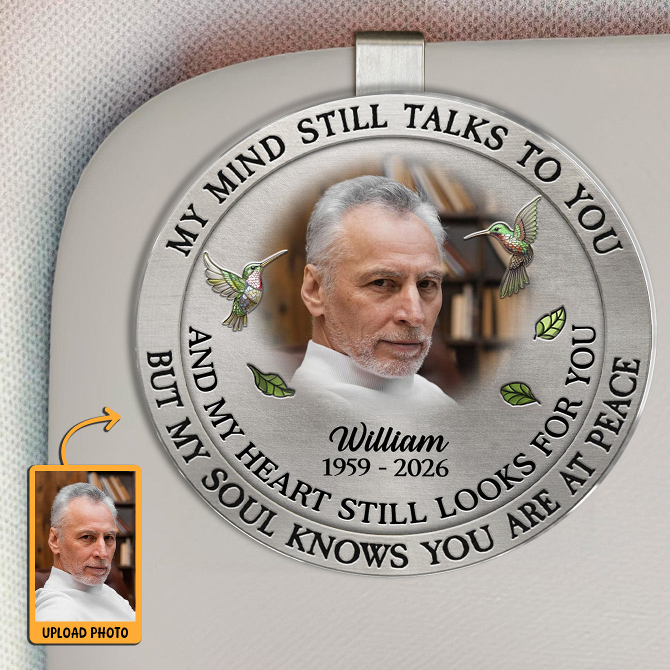 Custom Photo My Mind Still Talk To You - Personalized Car Visor Clip - Special Gift For Family Members