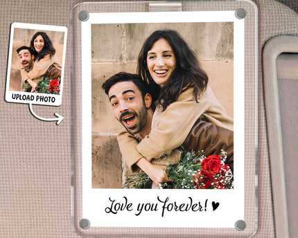 Custom Photo Love I Love You Forever - Personalized Car Visor Clip - Special Gift For Couple, Him, Her