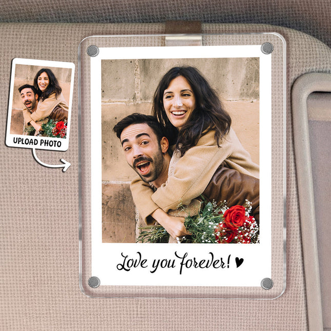Custom Photo Love I Love You Forever - Personalized Car Visor Clip - Special Gift For Couple, Him, Her