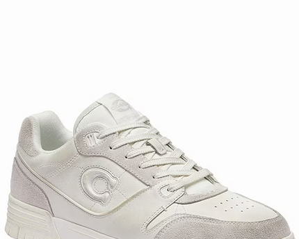 Men's COACH SoHo Leather Lace-Up Casual White Sneakers