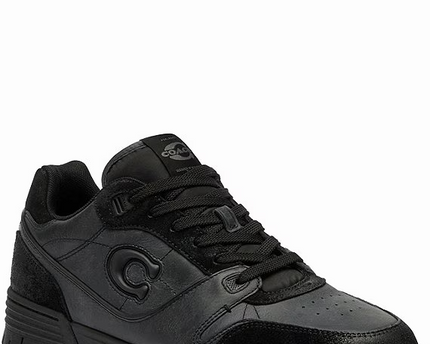 Men's COACH SoHo Leather Lace-Up Casual Black Sneakers