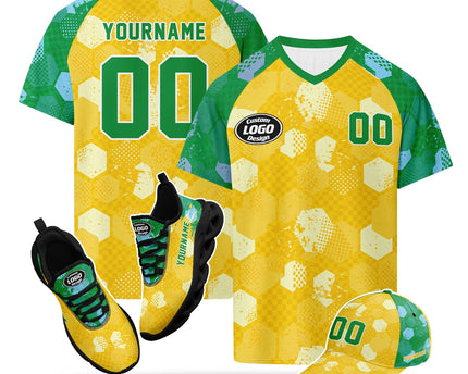Custom 2026 World Cup Brazil Jersey Sneakers and Hat Combo Offer