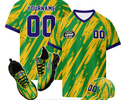 Custom 2026 World Cup Brazil Jersey Sneakers and Hat Combo Offer