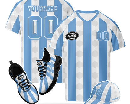 Custom Argentina 2026 World Cup Jersey Sneakers and Hat Combo Offer