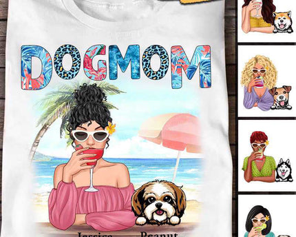 Dog Mom Summer Patterned Personalized Shirt