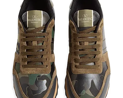 Men's Valentino Camo Rock Runners Military Green Sneakers
