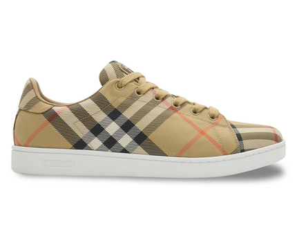 Men’s Burberry Men’s White Leather Sand Ip Check Sneakers