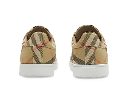 Men’s Burberry Men’s White Leather Sand Ip Check Sneakers