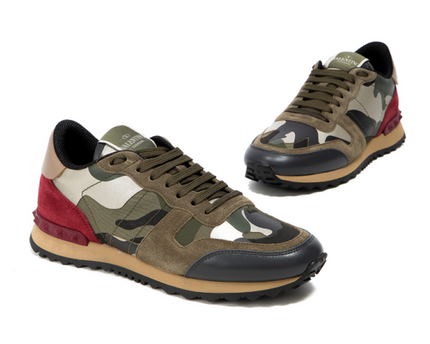 Men's Valentino Camo Rock Runners Rockstud Sneakers