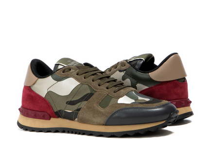 Men's Valentino Camo Rock Runners Rockstud Sneakers