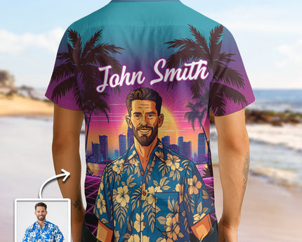 Custom Photo Sunset Pop - Personalized Customized Hawaiian shirt