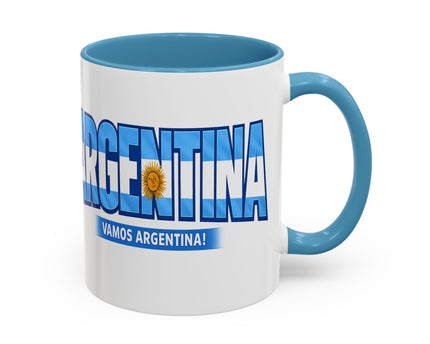 Argentina Vamos Argentina Mug , Accent Coffee Mug, Flag Text Design