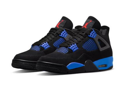 Men's Air Jordan 4 Black Deep Royal Blue Shoes