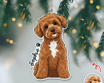 Custom Cute Dog Photo Portrait Christmas Decoration Acrylic Ornament