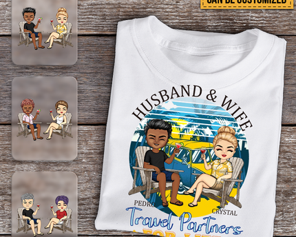 Husband And Wife Travel Partners For Life - Beach Couple T-shirt - Gift For Couples