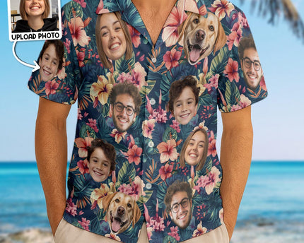 Custom Photo With Beloved Ones Tropical - Personalized Customized Hawaiian shirt