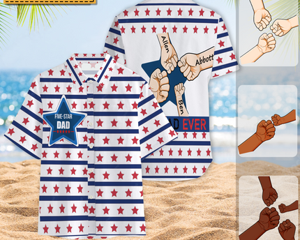 Five Star Best Dad Ever - Gift For Father Grandpa Dad - Personalized Customized Hawaiian shirt