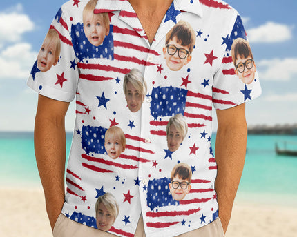 Custom Photo With Beloved Ones American Theme - Personalized Customized Hawaiian shirt