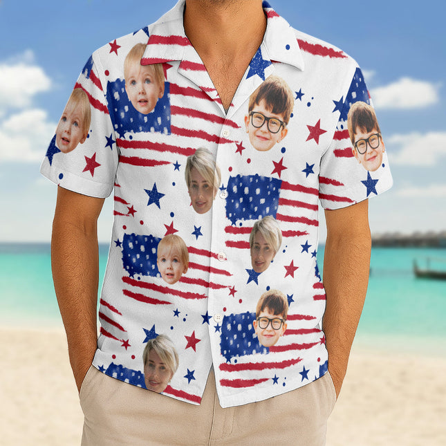 Custom Photo With Beloved Ones American Theme - Personalized Customized Hawaiian shirt