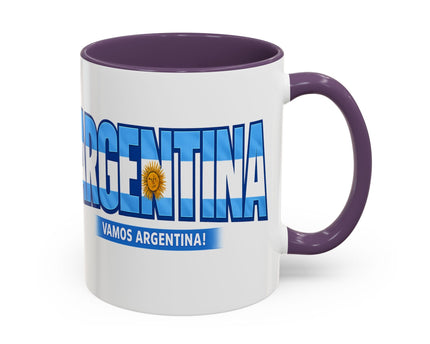 Argentina Vamos Argentina Mug , Accent Coffee Mug, Flag Text Design