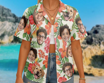 Custom Photo With Beloved Ones Tropical - Personalized Customized Hawaiian shirt
