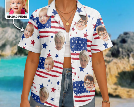 Custom Photo With Beloved Ones American Theme - Personalized Customized Hawaiian shirt