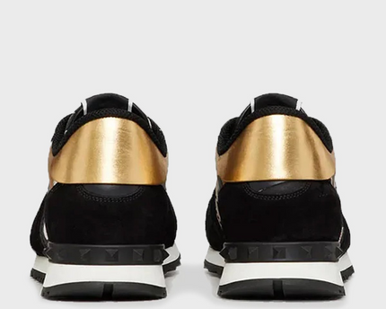 Men's Valentino Camo Rock Runners Black Gold Sneakers