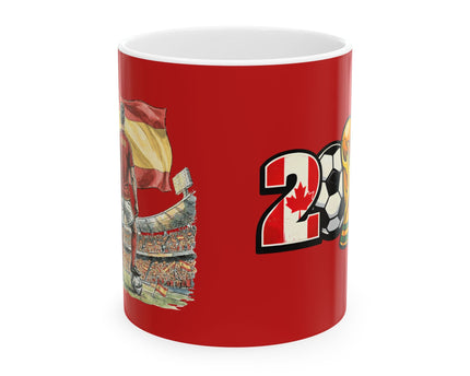Spain World Cup 2026 Mug, Red Ceramic Coffee Cup, Spain Flag, Soccer Fan Gift