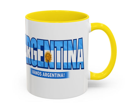 Argentina Vamos Argentina Mug , Accent Coffee Mug, Flag Text Design