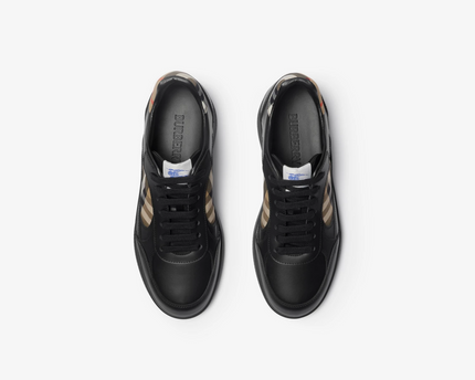 Men’s Burberry Leather Check Terrace Black Sand Sneakers