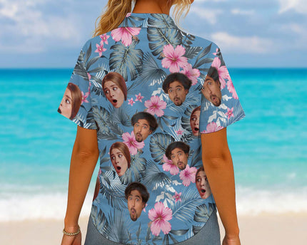 Custom Photo With Beloved Ones Flamingo Theme - Personalized Customized Hawaiian Shirt