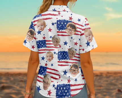 Custom Photo With Beloved Ones American Theme - Personalized Customized Hawaiian shirt