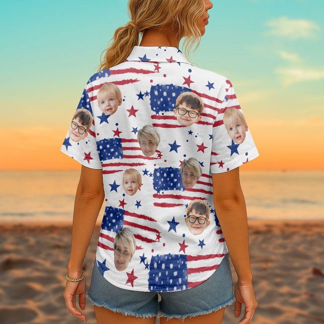 Custom Photo With Beloved Ones American Theme - Personalized Customized Hawaiian shirt