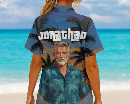 Custom Photo Sunset Tropical  - Personalized Customized Hawaiian shirt