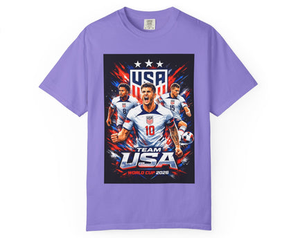 USA Soccer Players Team USA T-Shirt, 2026 World Cup Back Trophy Design, USA Flag
