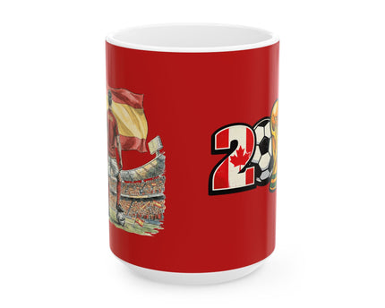 Spain World Cup 2026 Mug, Red Ceramic Coffee Cup, Spain Flag, Soccer Fan Gift
