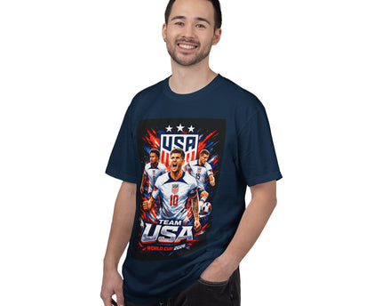 USA Soccer Players Team USA T-Shirt, 2026 World Cup Back Trophy Design, USA Flag