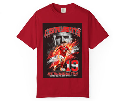 Austrian Soccer Player 19 T-Shirt, 2026 World Cup Back Trophy Design, Austria Flag