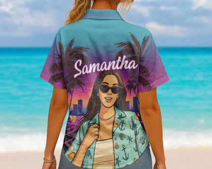 Custom Photo Sunset Pop - Personalized Customized Hawaiian shirt