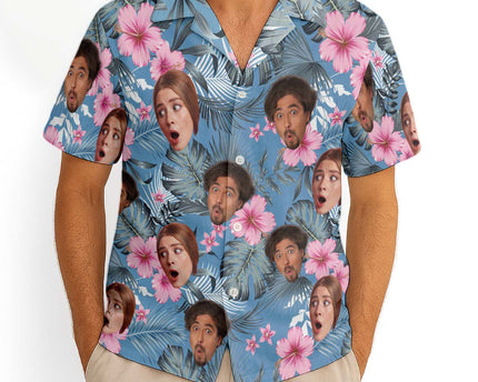 Custom Photo With Beloved Ones Flamingo Theme - Personalized Customized Hawaiian Shirt