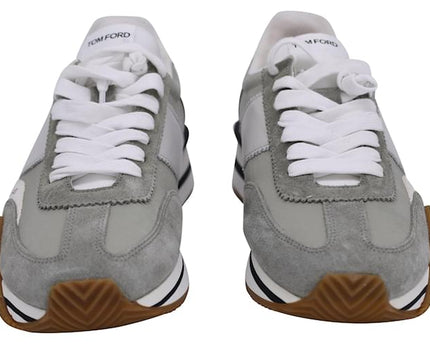 Men's Tom Ford James Mixed Media Low Top Grey Sneakers