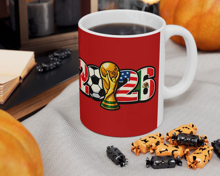 Spain World Cup 2026 Mug, Red Ceramic Coffee Cup, Spain Flag, Soccer Fan Gift