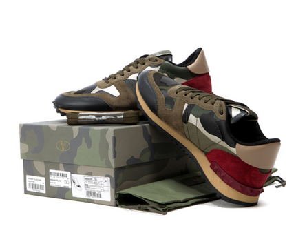 Men's Valentino Camo Rock Runners Rockstud Sneakers